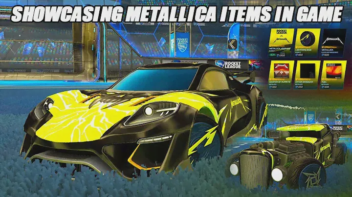 Showcasing *NEW* Metallica Items In Game!! (FREE ITEMS AS WELL) - Rocket League Item Shop Update