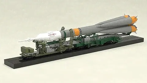 Soyuz Rocket and Transport Train Moderoid 1:150 Scale Model Kit - ReRun